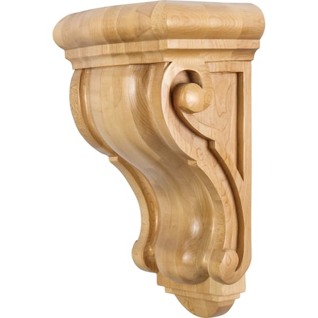 8-1/8 Wx6-1/8Dx14H Maple Scrolled Corbel